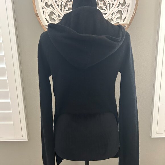 Thakoon Hoodie Womans SZ4/S Black Italian Wool Knit Full Zip Crop Back - Picture 3 of 9